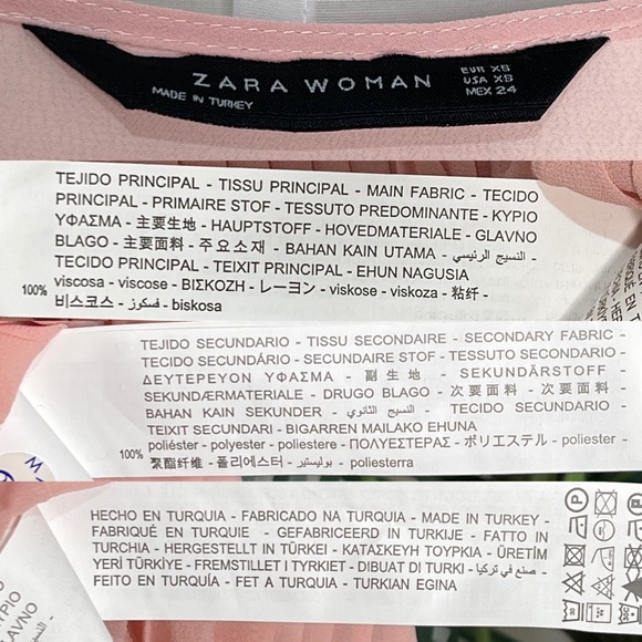 Zara Blush Pink Pleated Mini Dress Size XS - Picture 8 of 9